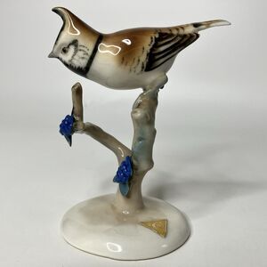 Vtg Royal Dux Bohemia Sparrow Bird Figurine 423 Glazed 4 1/2" Mark Reversed Tag